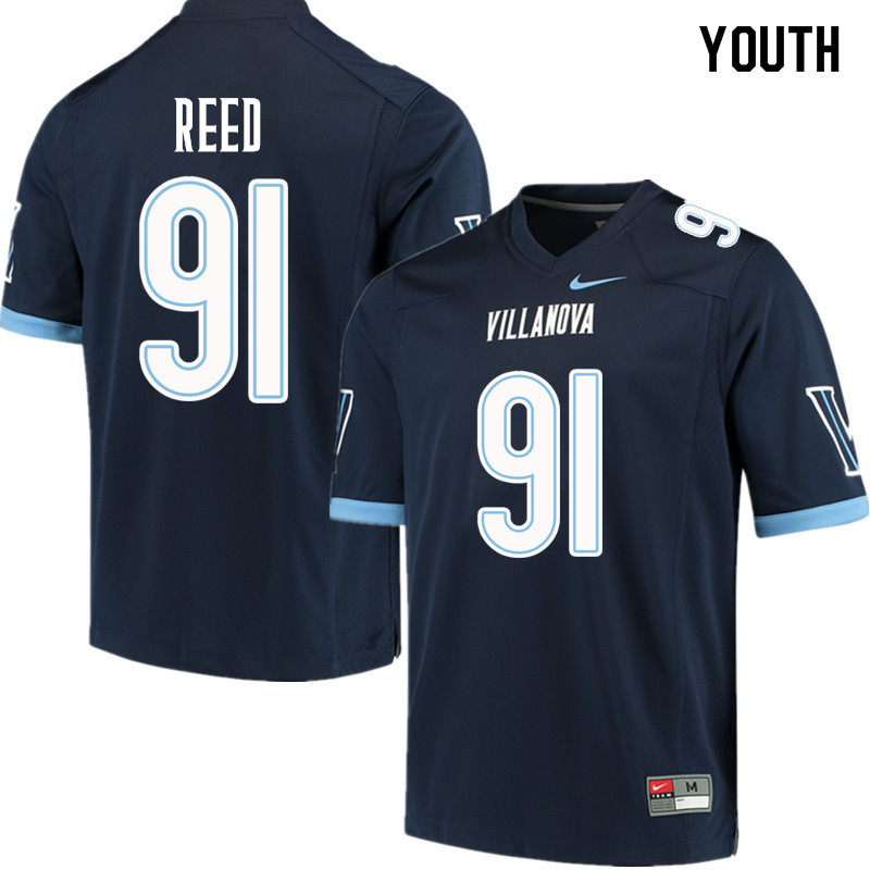 Youth #91 Datrell Reed Villanova Wildcats College Football Jerseys Sale-Navy
